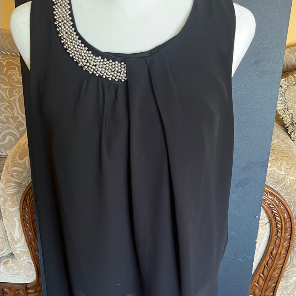 Monteau Black Sleeveless Embellished Blouse